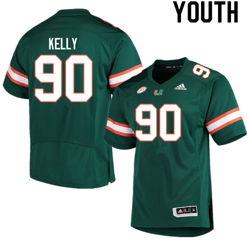 Youth #90 Nyjalik Kelly Miami Hurricanes College Football Jerseys Sale-Green - Click Image to Close